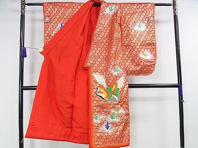 平和屋本店■極上 七五三 女の子 7歳 祝着 十二単風 駒刺繍 飛鶴松文 金銀糸 逸品 DZAA1584kh4 - 平和屋