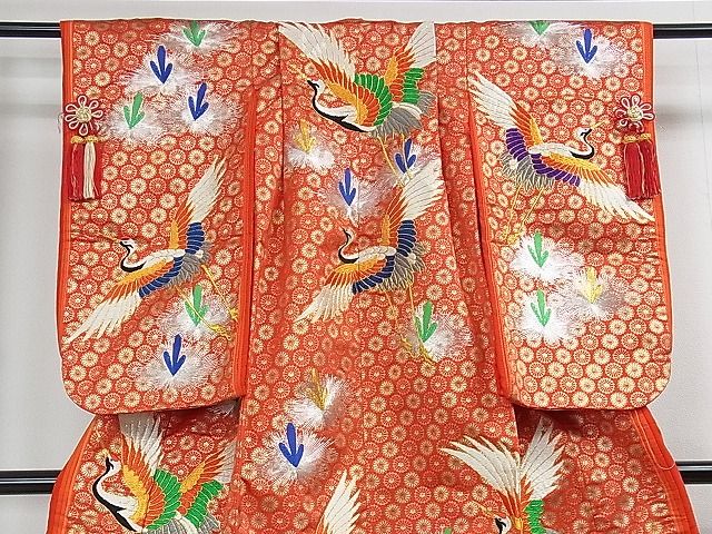 平和屋本店■極上 七五三 女の子 7歳 祝着 十二単風 駒刺繍 飛鶴松文 金銀糸 逸品 DZAA1584kh4 - 平和屋