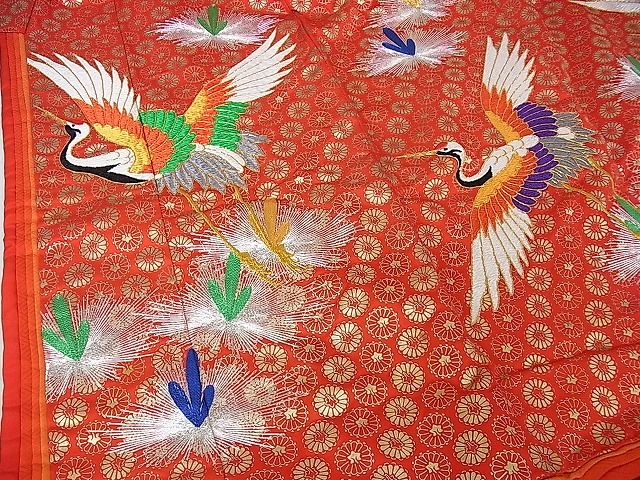平和屋本店■極上 七五三 女の子 7歳 祝着 十二単風 駒刺繍 飛鶴松文 金銀糸 逸品 DZAA1584kh4 - 平和屋