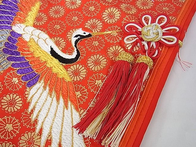平和屋本店■極上 七五三 女の子 7歳 祝着 十二単風 駒刺繍 飛鶴松文 金銀糸 逸品 DZAA1584kh4 - 平和屋