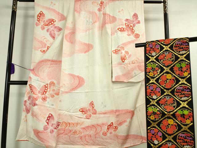 平和屋本店■極上 七五三 女の子 7歳 祝着・袋帯セット 総絞り 舞蝶文 鈴乃屋扱い 逸品 DZAA2502kh5 - 平和屋