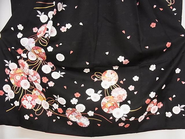 平和屋本店■極上 七五三 子供 女の子 7歳 祝着・襦袢セット 黒地 正絹 逸品 KAAA1416kk4 - 平和屋