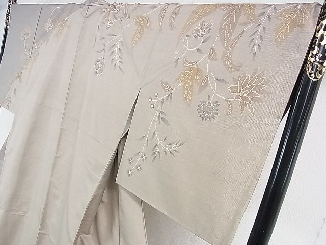 平和屋本店■極上 本場大島紬 訪問着 9マルキ 恵大島紬織物謹製 更紗花文 証紙付き 逸品 DZAA0740kh4 - 平和屋