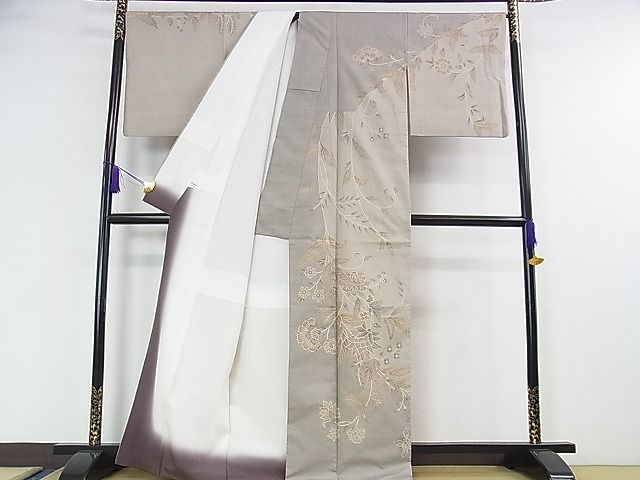 平和屋本店■極上 本場大島紬 訪問着 9マルキ 恵大島紬織物謹製 更紗花文 証紙付き 逸品 DZAA0740kh4 - 平和屋