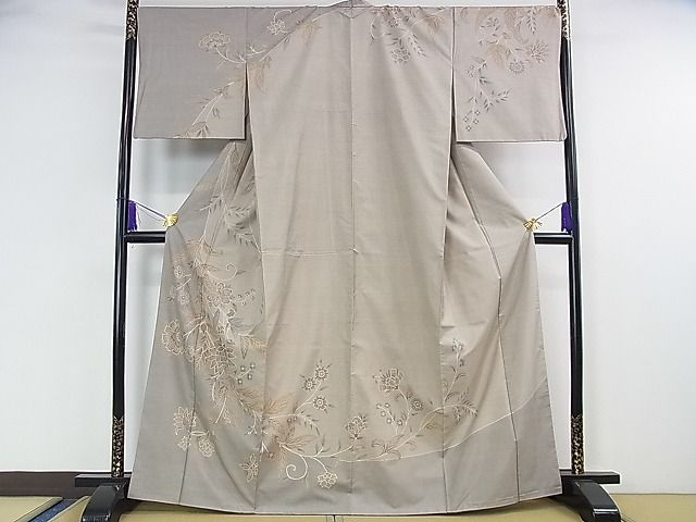 平和屋本店■極上 本場大島紬 訪問着 9マルキ 恵大島紬織物謹製 更紗花文 証紙付き 逸品 DZAA0740kh4 - 平和屋