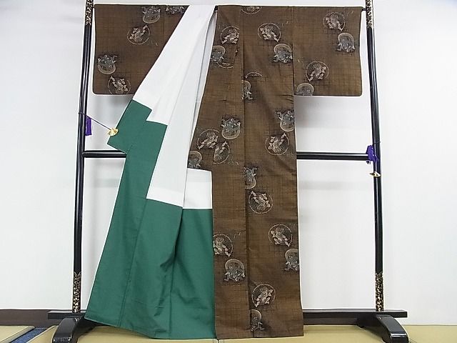 平和屋本店■極上 本場大島紬 9マルキ 風神雷神 逸品 DZAA1677kh4 - 平和屋