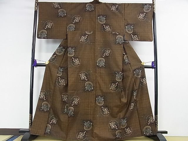 平和屋本店■極上 本場大島紬 9マルキ 風神雷神 逸品 DZAA1677kh4 - 平和屋