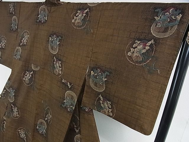 平和屋本店■極上 本場大島紬 9マルキ 風神雷神 逸品 DZAA1677kh4 - 平和屋