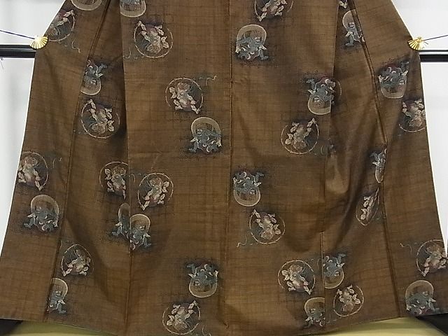 平和屋本店■極上 本場大島紬 9マルキ 風神雷神 逸品 DZAA1677kh4 - 平和屋