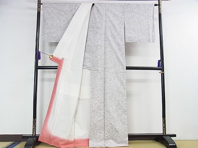 平和屋本店■極上 本場大島紬 白大島紬 桑原織物 二代目 桑原啓之介 9マルキ 草花尽くし 証紙付き 逸品 未使用 DZAA1679kh4 - 平和屋