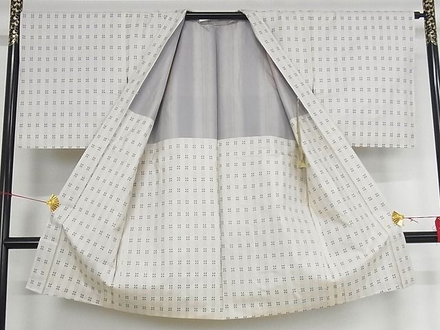 平和屋本店■極上 本場大島紬 長羽織 白大島 9マルキ 手織り 証紙付き 正絹 逸品 KAAA1179kk4 - 平和屋