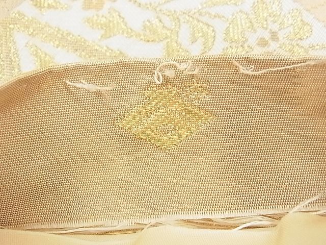 平和屋着物◎西陣の名門 本家加納 六通柄袋帯 色紙立波花唐草文 金糸 逸品 CAAE9821yk