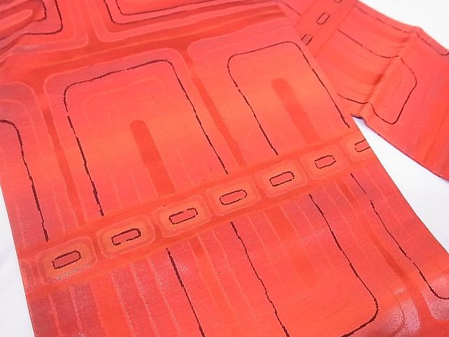 平和屋着物■九寸古屋帯 幾何学文様 正絹 逸品 A-br6028