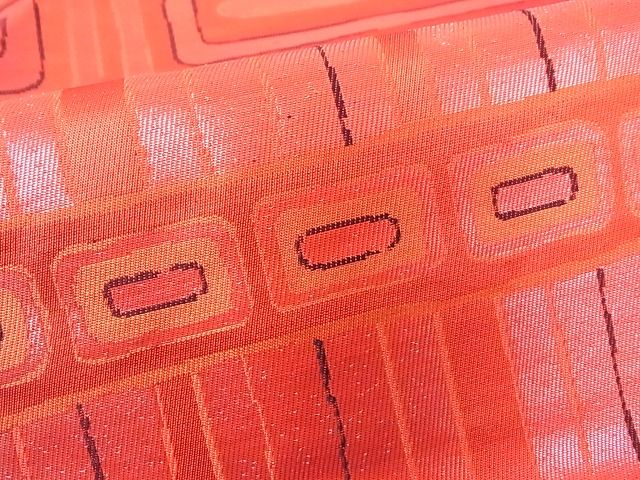 平和屋着物■九寸古屋帯 幾何学文様 正絹 逸品 A-br6028
