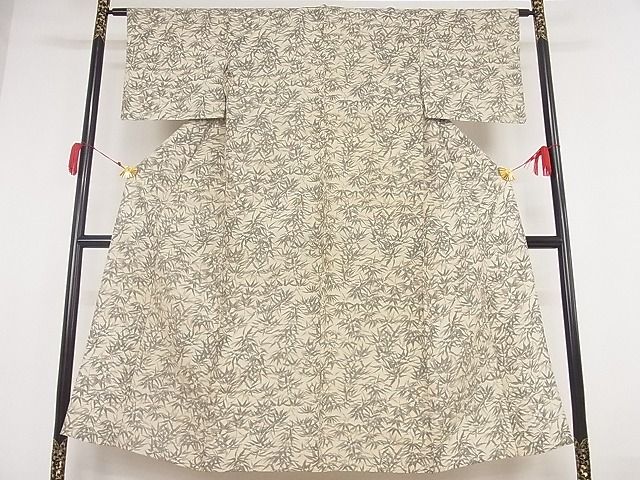 平和屋着物■夏物 小紋 笹 着丈143cm 裄丈62cm 正絹 逸品 A-ms850