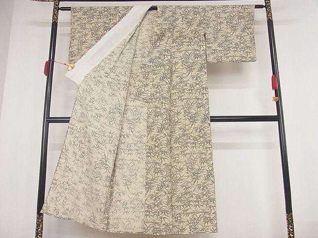 平和屋着物■夏物 小紋 笹 着丈143cm 裄丈62cm 正絹 逸品 A-ms850