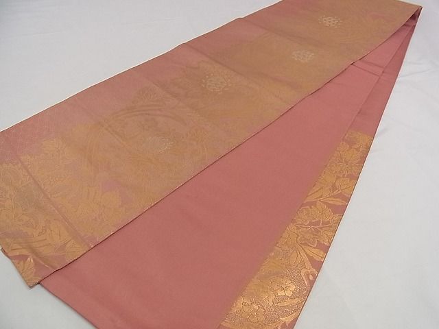 平和屋着物■六通柄 本袋帯 更紗花文 金糸 正絹 逸品 A-pf4693