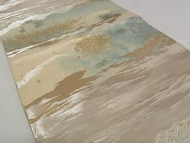平和屋着物■六通柄袋帯 霞文 金銀糸 正絹 逸品 A-pf4700