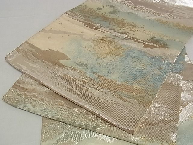 平和屋着物■六通柄袋帯 霞文 金銀糸 正絹 逸品 A-pf4700