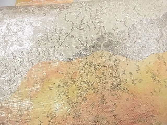 平和屋着物■六通柄袋帯 道長文 銀糸 正絹 逸品 A-tn2494