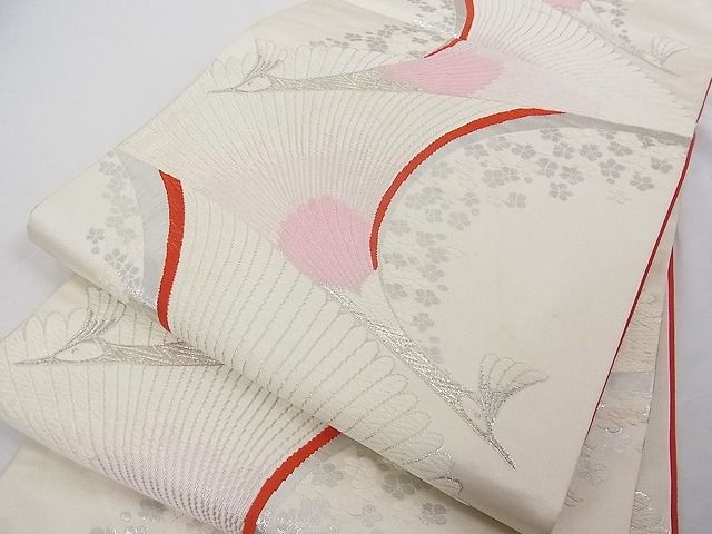 平和屋着物■西陣 六通柄袋帯 唐織 孔雀文 銀糸 正絹 逸品 A-tn2517