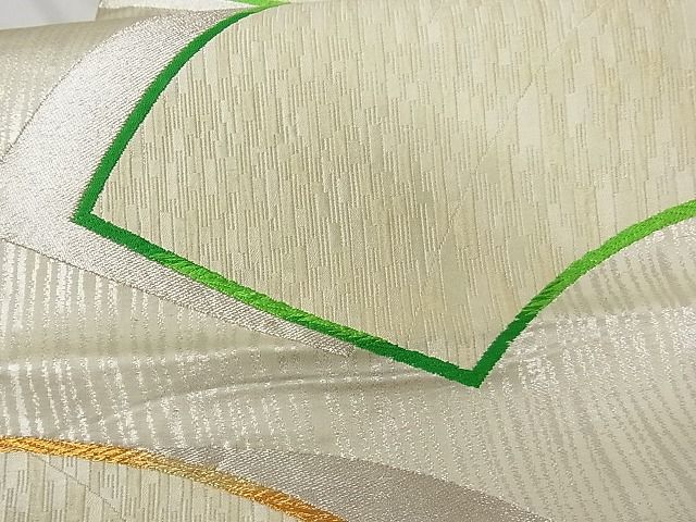 平和屋着物■六通柄袋帯 唐織 地紙重ね文 金銀糸 正絹 逸品 A-tn2590