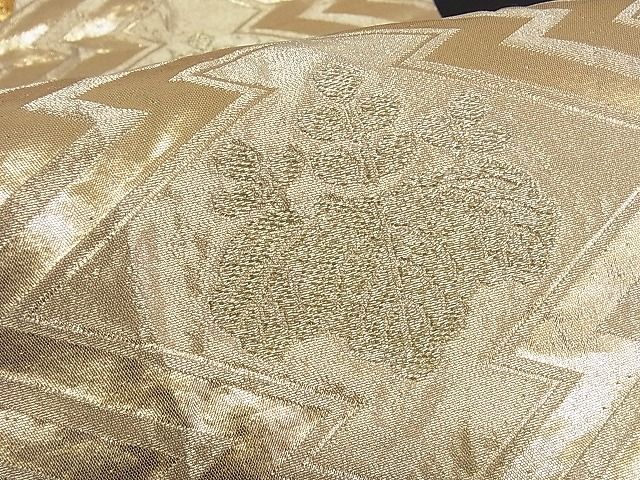 平和屋着物■六通柄袋帯 駒刺繍 五三の桐 金糸 正絹 逸品 B-jd1538