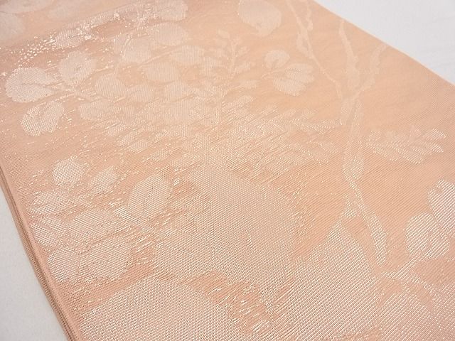 平和屋着物■夏物 六通柄袋帯 枝花文 銀糸 一斤染色 正絹 逸品 B-ph6339