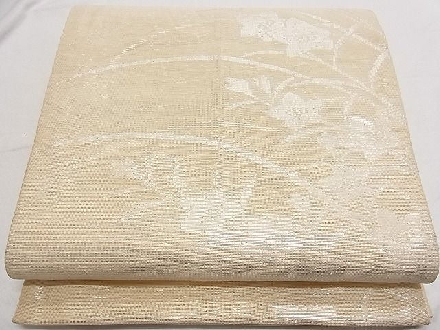 平和屋着物■夏物 六通柄袋帯 桔梗文 銀糸 正絹 逸品 B-ph6352