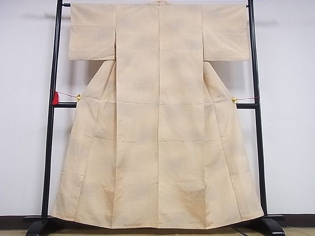 平和屋着物■上質な紬 単衣 霞文 着丈157.5cm 裄丈63cm 正絹 逸品 B-zg4877