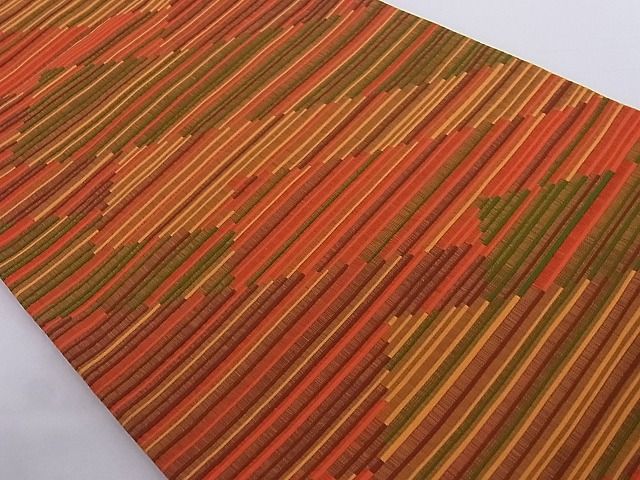 平和屋着物■六通柄袋帯 変わり縞 正絹 逸品 A-az5299