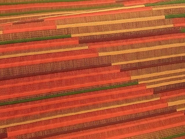 平和屋着物■六通柄袋帯 変わり縞 正絹 逸品 A-az5299