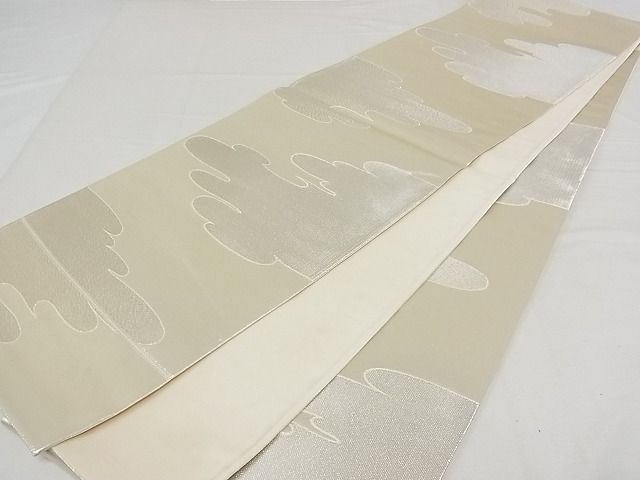 平和屋着物■全通柄袋帯 雲取り文 銀糸 正絹 逸品 A-gk018