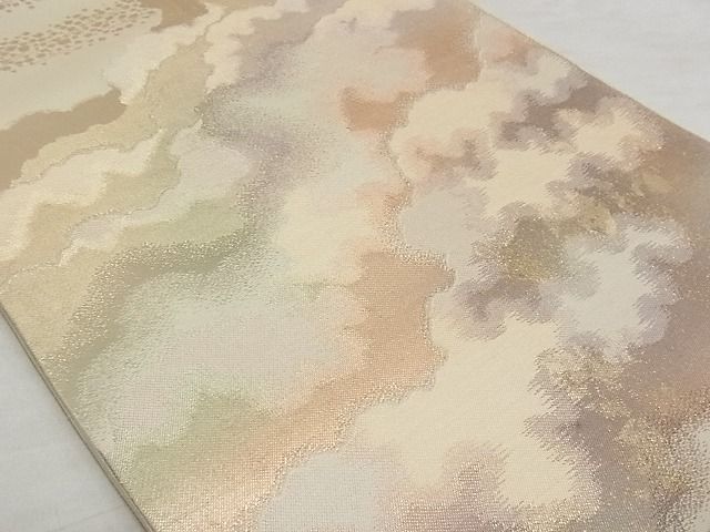 平和屋着物■六通柄袋帯 霞文 引箔 正絹 逸品 A-gk049