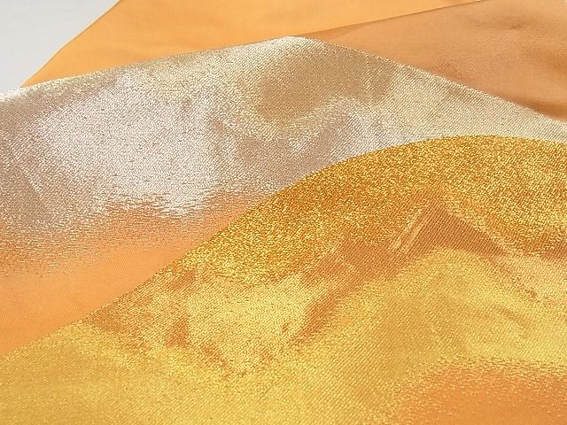 平和屋着物■九寸名古屋帯 遠山風景文 金銀糸 正絹 逸品 A-pf4968