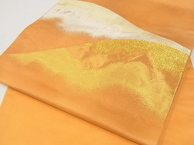 平和屋着物■九寸名古屋帯 遠山風景文 金銀糸 正絹 逸品 A-pf4968