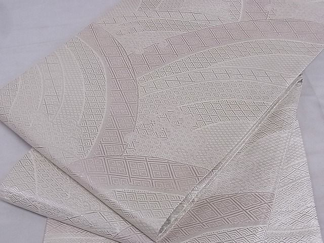 平和屋着物■佐賀錦 全通柄袋帯 吉祥立波文 銀糸 正絹 逸品 A-sx7682