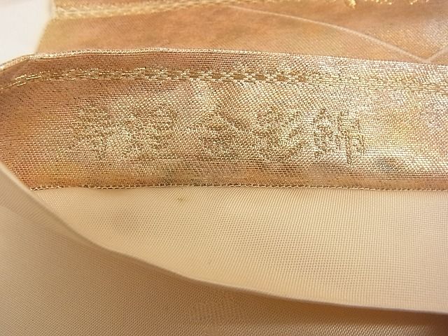 平和屋着物■六通柄袋帯 寿煌金彩錦 松皮菱花文 鶴 金糸 引箔 正絹 逸品 A-ta6862