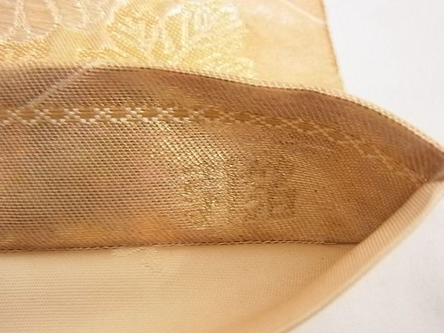 平和屋着物■六通柄袋帯 寿煌金彩錦 松皮菱花文 鶴 金糸 引箔 正絹 逸品 A-ta6862