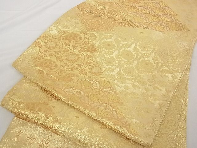 平和屋着物■六通柄袋帯 名物錦 松皮菱花文 金糸 A-tn2834