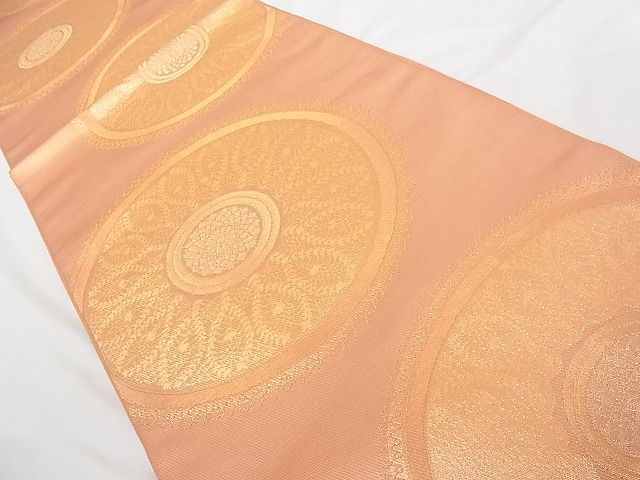 平和屋着物■六通柄 本袋帯 花丸文 金糸 正絹 逸品 A-tn2912