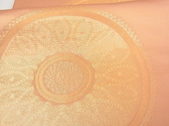 平和屋着物■六通柄 本袋帯 花丸文 金糸 正絹 逸品 A-tn2912