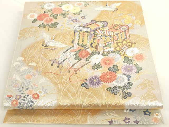 平和屋着物◎六通柄袋帯 唐織 流水優雅文 金銀糸 正絹 逸品 AAAD0385ru