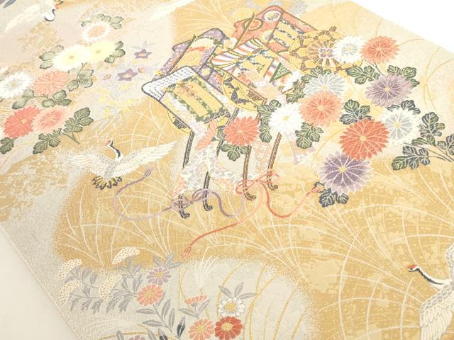 平和屋着物◎六通柄袋帯 唐織 流水優雅文 金銀糸 正絹 逸品 AAAD0385ru