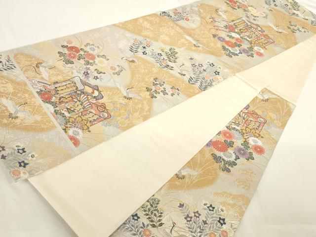平和屋着物◎六通柄袋帯 唐織 流水優雅文 金銀糸 正絹 逸品 AAAD0385ru