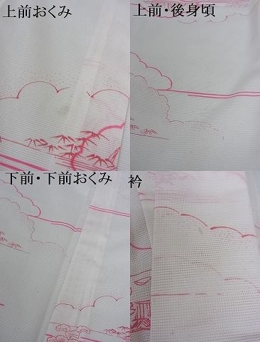 平和屋着物■夏物 小紋 絽 雲取り風景文 洗える着物 AAAH7202Acs