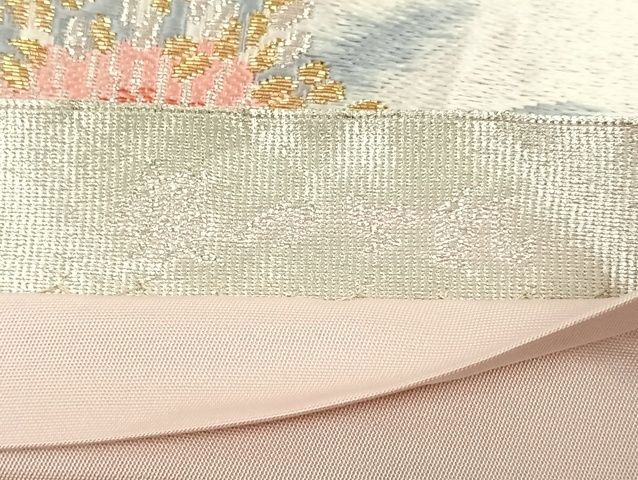 平和屋着物◎銀つづれ 六通柄袋帯 唐織 大牡丹文 金銀糸 正絹 逸品 AAAK7480Bcy