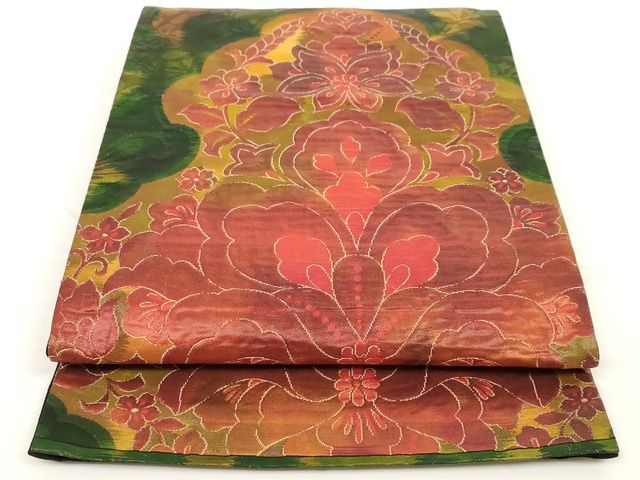 平和屋着物◎六通柄袋帯 草花文 正絹 逸品 AAAK9000Bey
