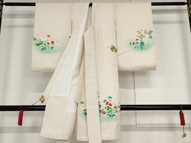 平和屋着物■七五三 女の子 3歳 祝着 作家物 清佳 手描き 飛鶴草花文 逸品 AAAL2307Aog