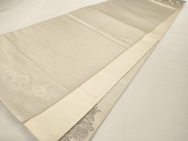 平和屋着物◎六通太鼓柄袋帯 王朝飾花鳥園図 銀糸 正絹 逸品 AAAL2472ey